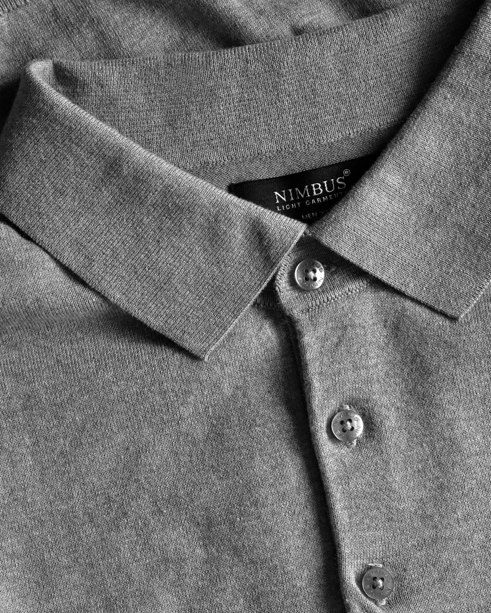 Brighton Long Sleeve Polo Men Grey Melange Back