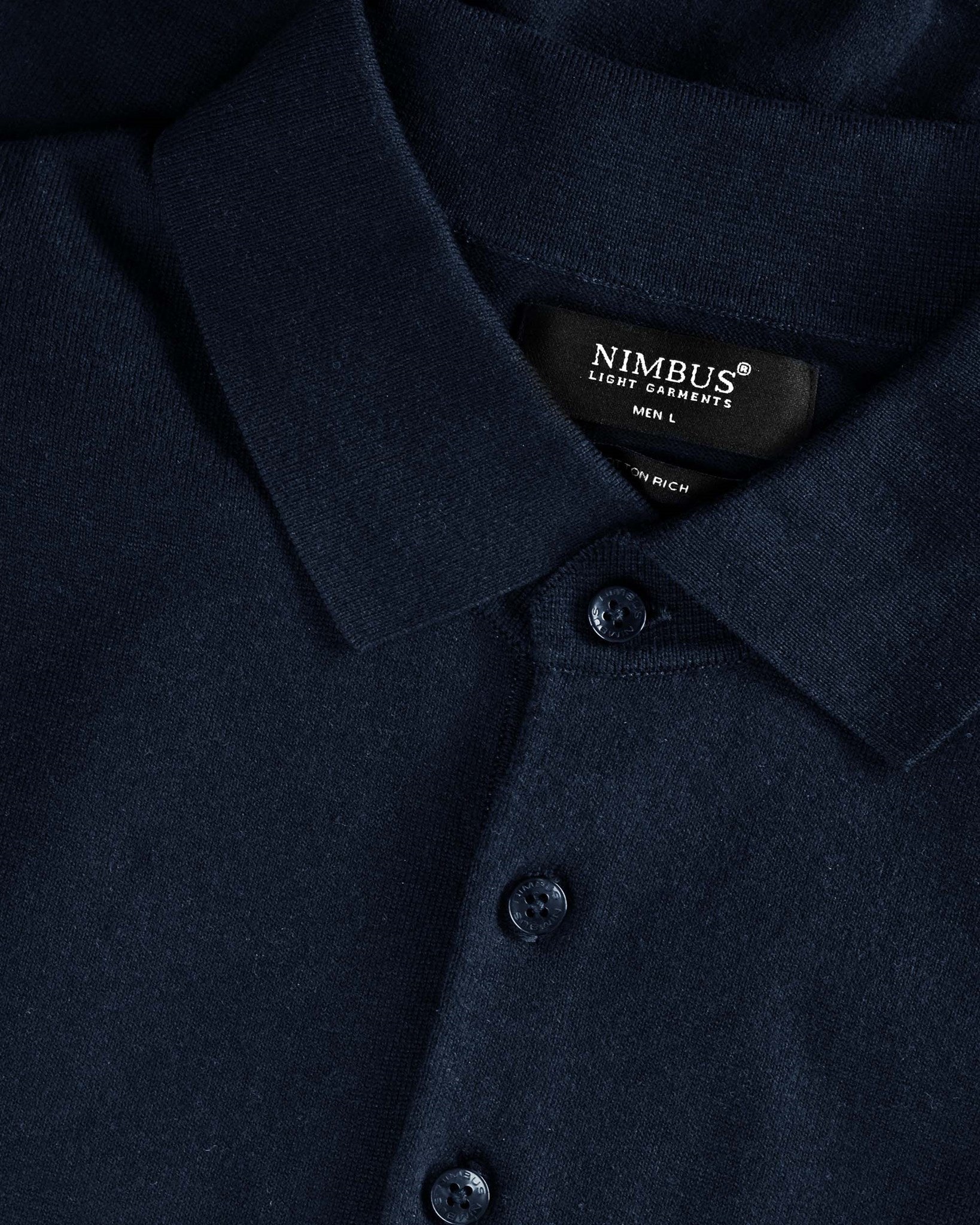 Brighton Long Sleeve Polo Men Navy Closeup 1