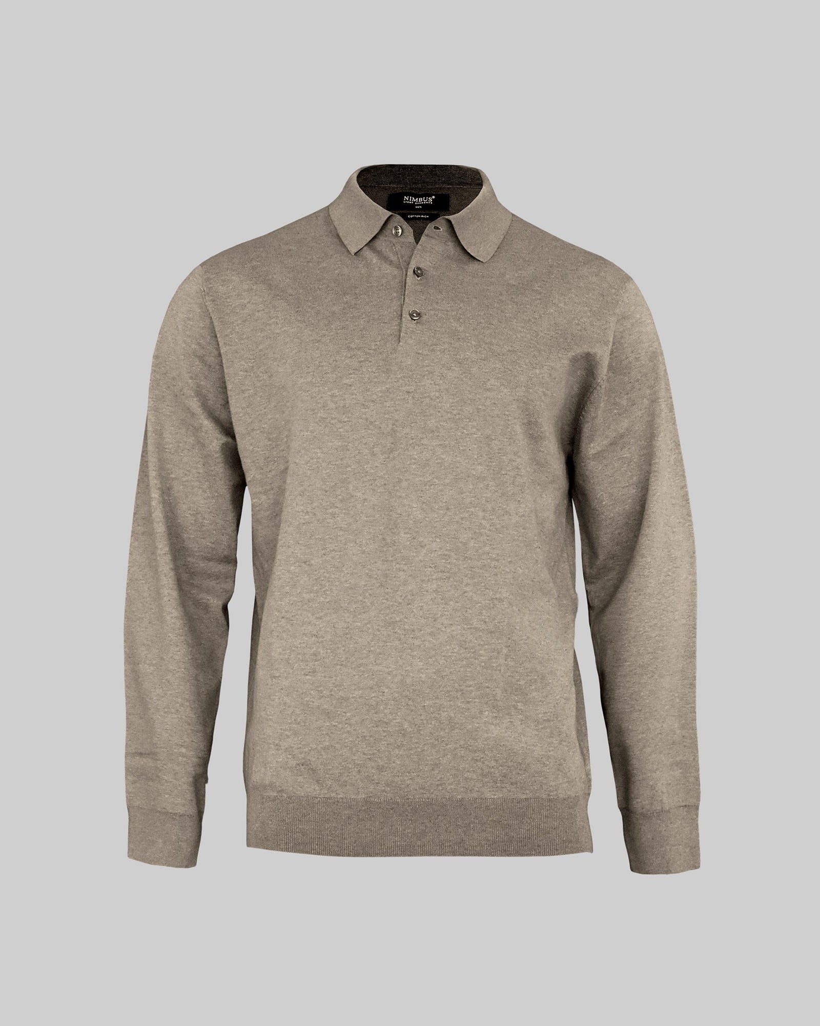 Brighton Long Sleeve Polo Men Sand Melange Back