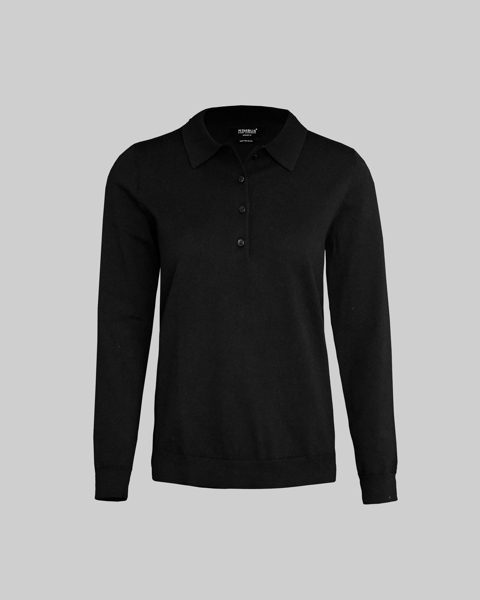Brighton Long Sleeve Polo Women Black Front