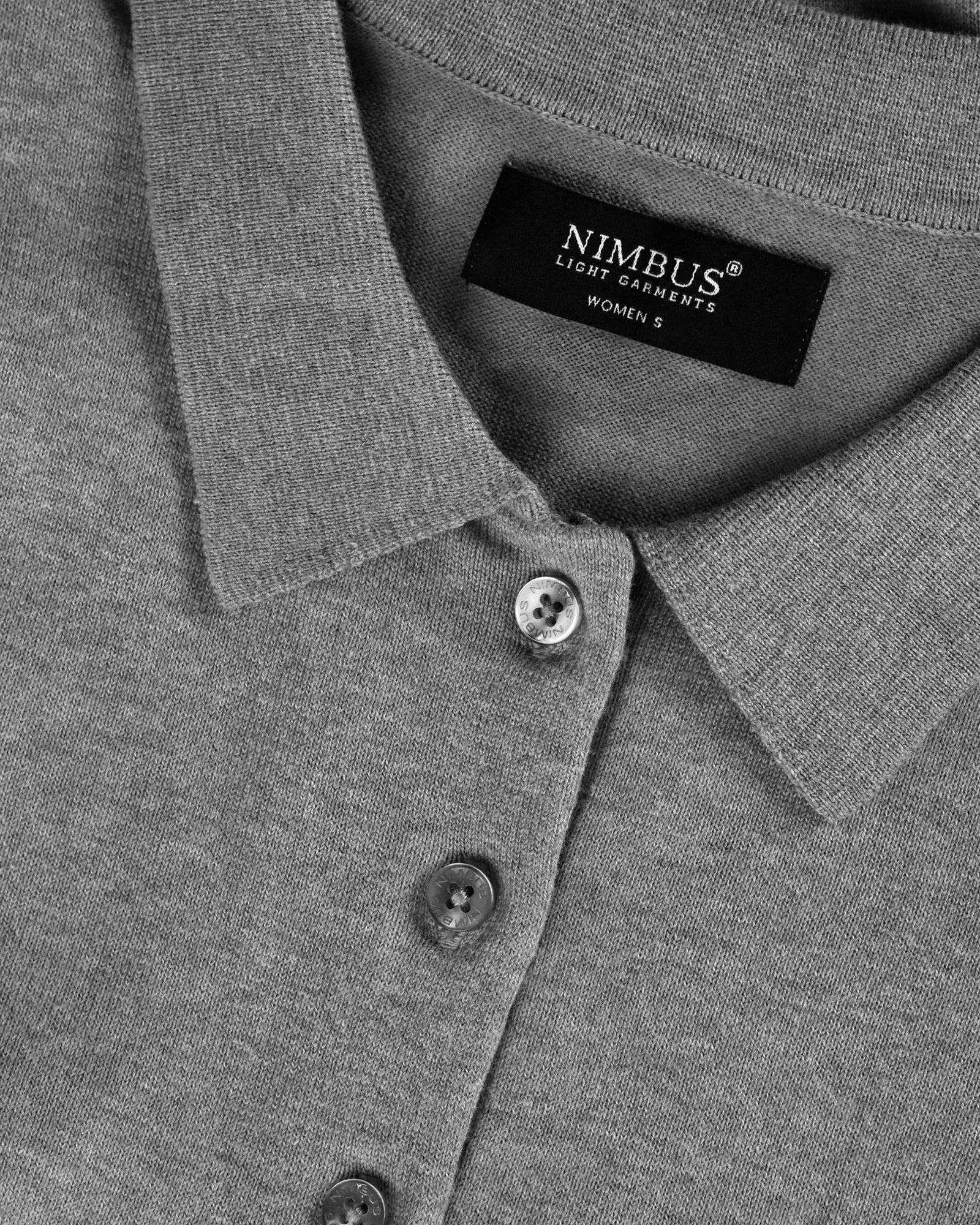 Brighton Long Sleeve Polo Women Grey Melange Back