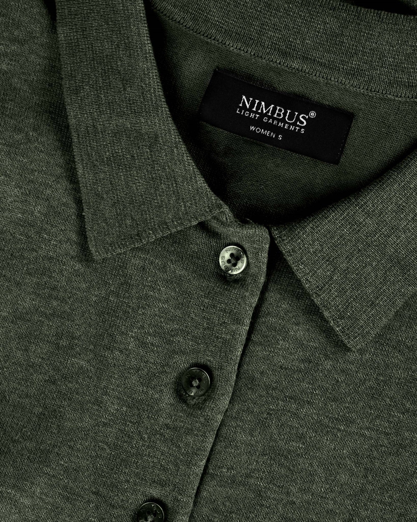 Brighton Long Sleeve Polo Women Olive Melange Closeup 1